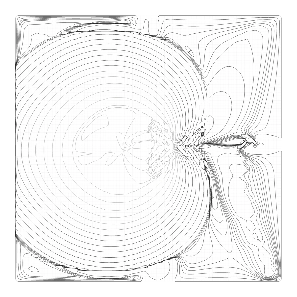 Temperature isolines of a geothermal doublet from a simulator run